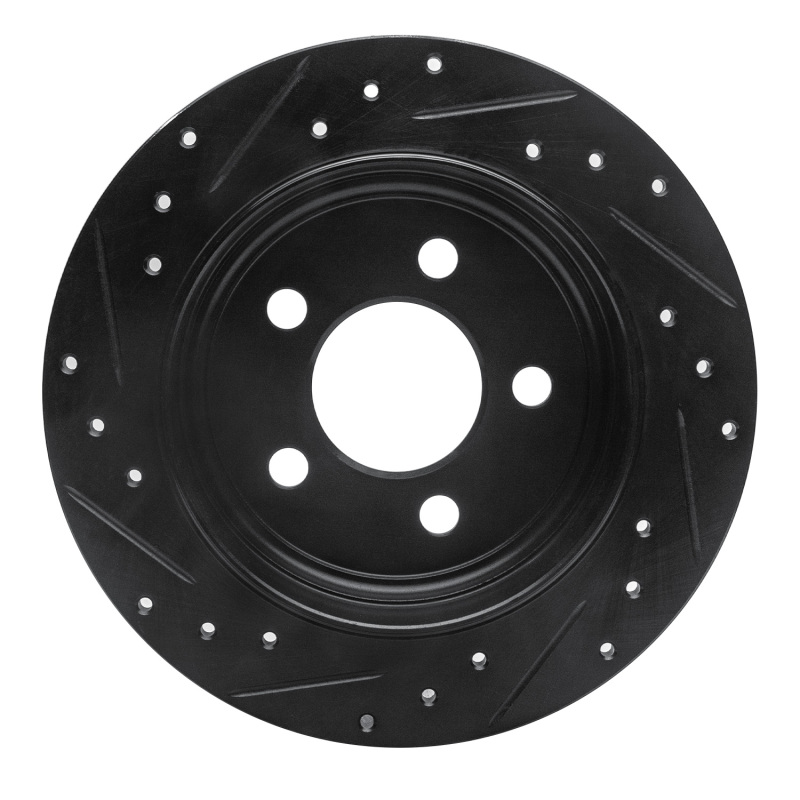 Jeep Wrangler Brake Rotor (1) - Rear Right - R1 Concepts - Drilled & Slotted - Black - `03-`07